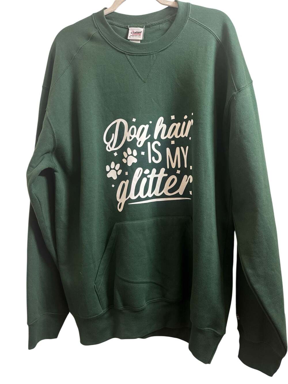 Badger Sport 'Dog Hair Is My Glitter' Graphic Crewneck Sweatshirt Men’s XL